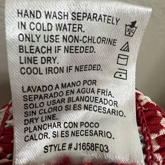 Patrons of Peace cropped blouse with poofy sleeves, smocking, and peplum. XS - Picture 5 of 8